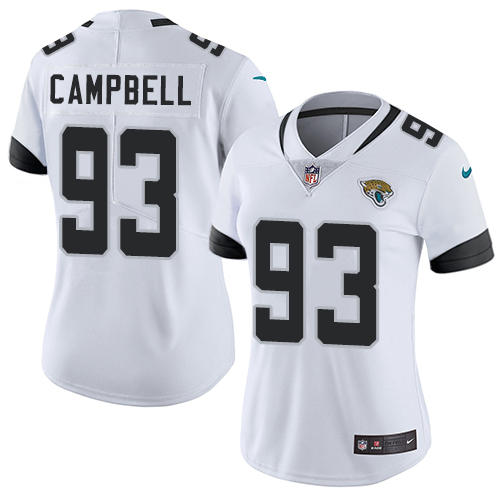 Nike Jacksonville Jaguars #93 Calais Campbell White Women Stitched NFL Vapor Untouchable Limited Jersey->women nfl jersey->Women Jersey